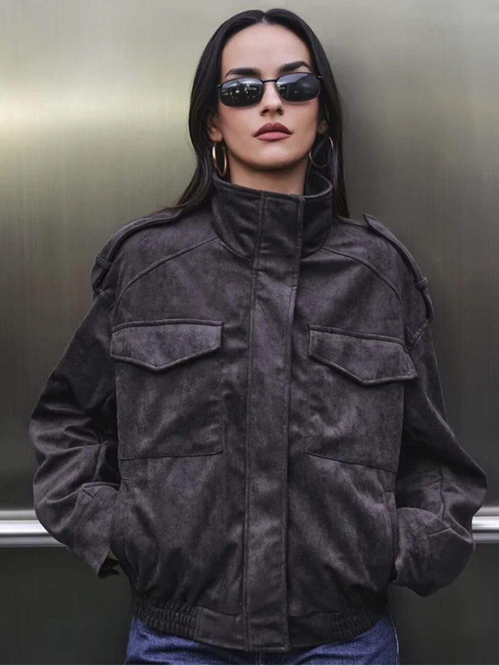 Zara 100% Suede Leather Pocket Jacket NWT